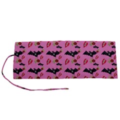 Bat Rose Lips Pink Pattern Roll Up Canvas Pencil Holder (s)