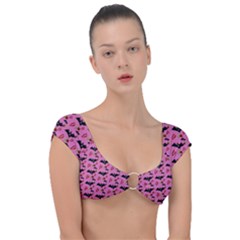 Bat Rose Lips Pink Pattern Cap Sleeve Ring Bikini Top