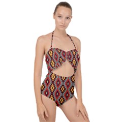 Abstract 18 Scallop Top Cut Out Swimsuit by ArtworkByPatrick