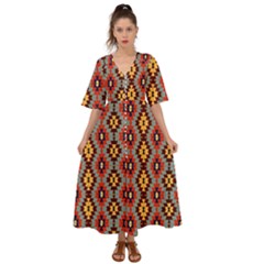 Abstract 18 Kimono Sleeve Boho Dress