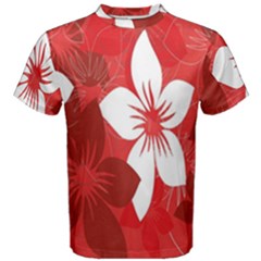 Tropical Red Flowers Men s Cotton Tee by retrotoomoderndesigns