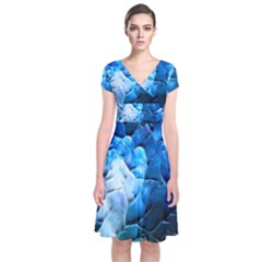 Petals Short Sleeve Front Wrap Dress