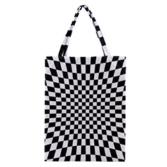 Illusion Checkerboard Black And White Pattern Classic Tote Bag by Vaneshart