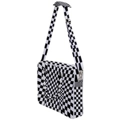 Illusion Checkerboard Black And White Pattern Cross Body Office Bag by Vaneshart