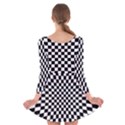 Illusion Checkerboard Black And White Pattern Long Sleeve Velvet Skater Dress View2