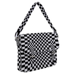 Illusion Checkerboard Black And White Pattern Buckle Messenger Bag by Vaneshart