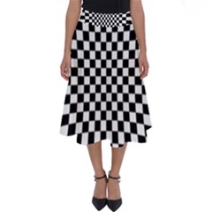 Illusion Checkerboard Black And White Pattern Perfect Length Midi Skirt by Vaneshart