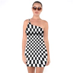 Illusion Checkerboard Black And White Pattern One Soulder Bodycon Dress by Vaneshart