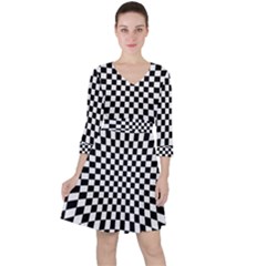 Illusion Checkerboard Black And White Pattern Ruffle Dress by Vaneshart