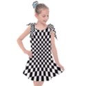 Illusion Checkerboard Black And White Pattern Kids  Tie Up Tunic Dress View1