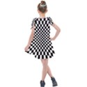 Illusion Checkerboard Black And White Pattern Kids  Tie Up Tunic Dress View2