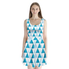 Abstract Modern Background Blue Split Back Mini Dress  by Vaneshart