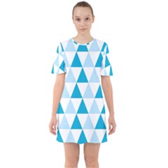 Abstract Modern Background Blue Sixties Short Sleeve Mini Dress by Vaneshart