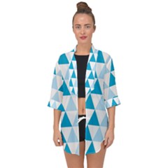 Abstract Modern Background Blue Open Front Chiffon Kimono by Vaneshart