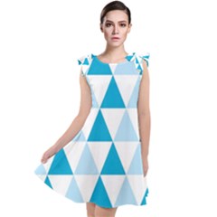 Abstract Modern Background Blue Tie Up Tunic Dress by Vaneshart