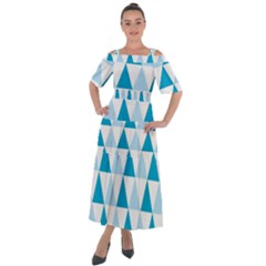 Abstract Modern Background Blue Shoulder Straps Boho Maxi Dress 