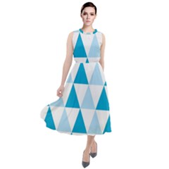 Abstract Modern Background Blue Round Neck Boho Dress