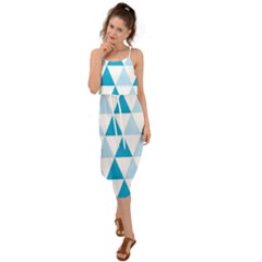 Abstract Modern Background Blue Waist Tie Cover Up Chiffon Dress