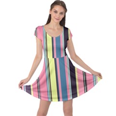 Stripes Colorful Wallpaper Seamless Cap Sleeve Dress by Vaneshart