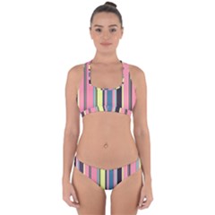 Stripes Colorful Wallpaper Seamless Cross Back Hipster Bikini Set by Vaneshart