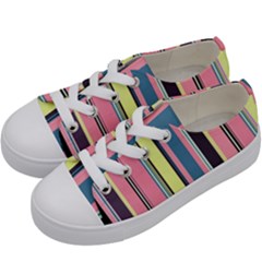 Stripes Colorful Wallpaper Seamless Kids  Low Top Canvas Sneakers by Vaneshart