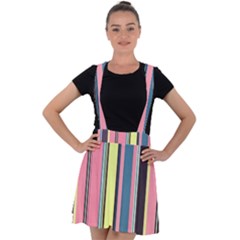 Stripes Colorful Wallpaper Seamless Velvet Suspender Skater Skirt