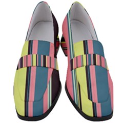 Stripes Colorful Wallpaper Seamless Women s Chunky Heel Loafers by Vaneshart