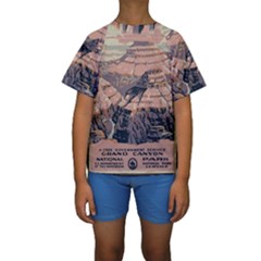 Vintage Travel Poster Grand Canyon Kids  Short Sleeve Swimwear by Vaneshart