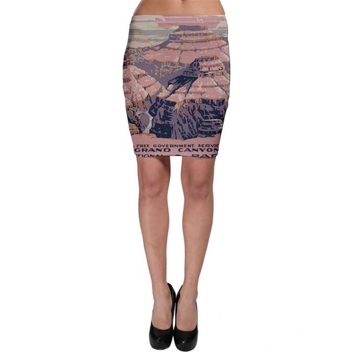 Vintage Travel Poster Grand Canyon Bodycon Skirt