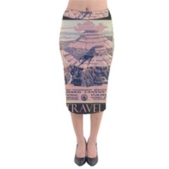 Vintage Travel Poster Grand Canyon Velvet Midi Pencil Skirt by Vaneshart