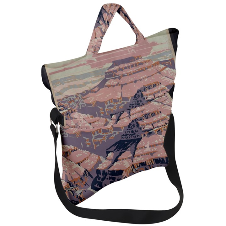 Vintage Travel Poster Grand Canyon Fold Over Handle Tote Bag