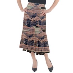 Vintage Travel Poster Grand Canyon Midi Mermaid Skirt