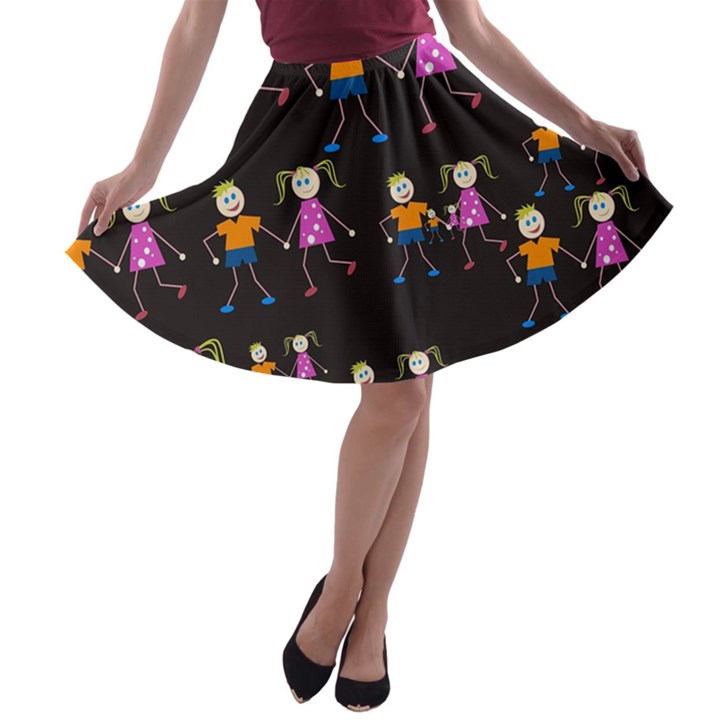 Seamless Tile Background A-line Skater Skirt