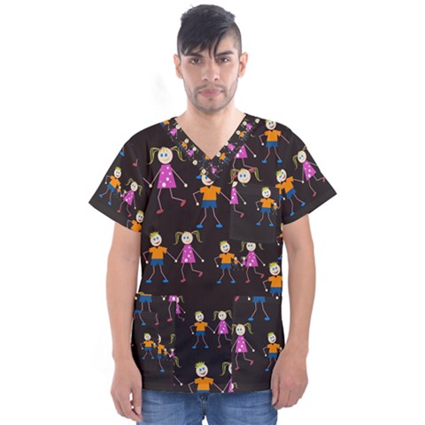 Seamless Tile Background Men s V-neck Scrub Top by Vaneshart