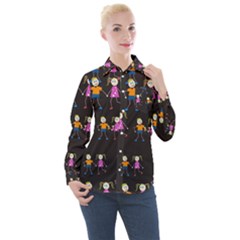 Seamless Tile Background Women s Long Sleeve Pocket Shirt