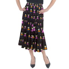 Seamless Tile Background Midi Mermaid Skirt by Vaneshart