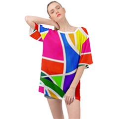 Abstract Background Oversized Chiffon Top