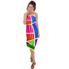 Abstract Background Waist Tie Cover Up Chiffon Dress