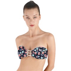 Seamless Sweets Background Twist Bandeau Bikini Top