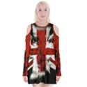 British Flag Velvet Long Sleeve Shoulder Cutout Dress View1