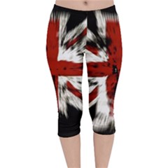 British Flag Velvet Capri Leggings  by Vaneshart