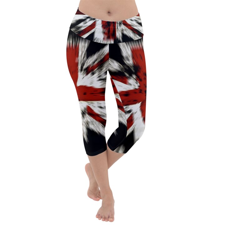 British Flag Lightweight Velour Capri Yoga Leggings