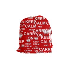 Keep Calm And Carry On Drawstring Pouch (medium) by Vaneshart