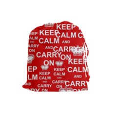 Keep Calm And Carry On Drawstring Pouch (large) by Vaneshart