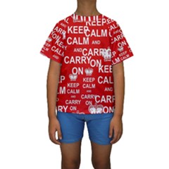 Keep Calm And Carry On Kids  Short Sleeve Swimwear by Vaneshart