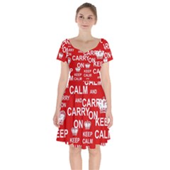 Keep Calm And Carry On Short Sleeve Bardot Dress by Vaneshart