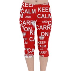 Keep Calm And Carry On Velvet Capri Leggings 