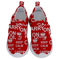 Keep Calm And Carry On Kids  Velcro No Lace Shoes by Vaneshart