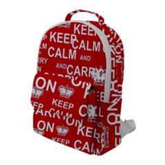 Keep Calm And Carry On Flap Pocket Backpack (large) by Vaneshart