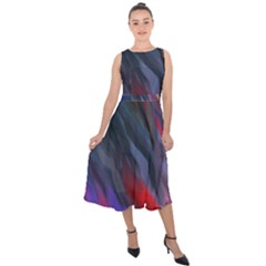 Abstract Paint Painting Watercolor Midi Tie-back Chiffon Dress by Vaneshart